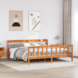 Berkfield Bed Frame With Headboard Without Mattress Wax Brown 200X200 Cm
