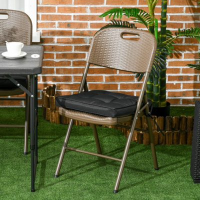 Outsunny 42 X 42Cm Replacement Garden Seat Cushion Pad With Ties, Black - image 1