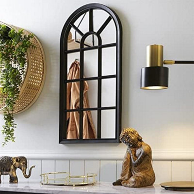 Deenz Window Style Wall Mirror Simply Stylish Decor Mirror Black Wall Window Mirror Indoor/outdoor 69X 34Cm