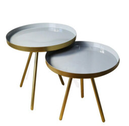 Aspect Furniture Ava Gold And Grey Metal Nest Of 2 Table - thumbnail 3