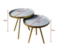Aspect Furniture Ava Gold And Grey Metal Nest Of 2 Table - thumbnail 4