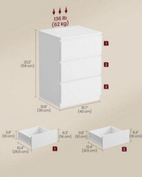Set Of 2 Side Table, Modern Charging Units With Multiple Drawers, Cloud White - thumbnail 2