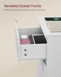 Set Of 2 Side Table, Modern Charging Units With Multiple Drawers, Cloud White - thumbnail 5