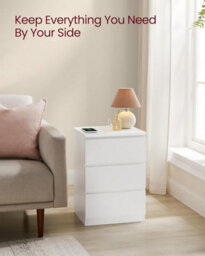 Set Of 2 Side Table, Modern Charging Units With Multiple Drawers, Cloud White - thumbnail 7