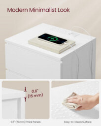 Set Of 2 Side Table, Modern Charging Units With Multiple Drawers, Cloud White - thumbnail 6