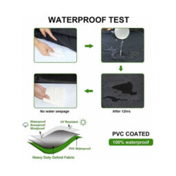 Round Garden Table Cover, Waterproof Furniture 210D Oxford Tarpaulin, 128 X 71 Cm (Black) - thumbnail 4