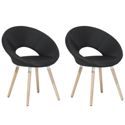Beliani Set Of 2 Dining Chairs Roslyn Fabric Black - image 1