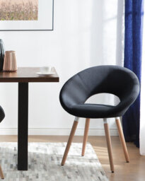 Beliani Set Of 2 Dining Chairs Roslyn Fabric Black - thumbnail 2