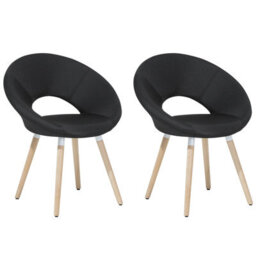 Beliani Set Of 2 Dining Chairs Roslyn Fabric Black - thumbnail 1