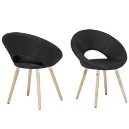 Beliani Set Of 2 Dining Chairs Roslyn Fabric Black - thumbnail 4