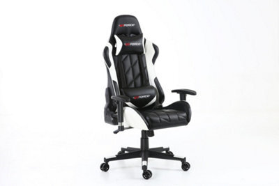 Gtforce Pro Gt Reclining Sports Racing Gaming Office Desk Pc Car Faux Leather Chair (White) - image 1