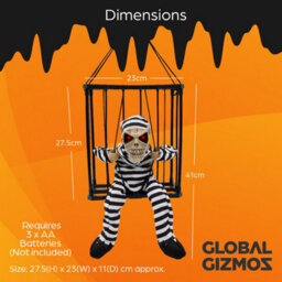 Global Gizmos Skeleton Prisoner Halloween Decoration / Moving, Light Up Glowing Eyes, Spooky Voice / Motion Sensor Activated - thumbnail 3