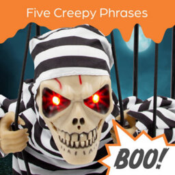 Global Gizmos Skeleton Prisoner Halloween Decoration / Moving, Light Up Glowing Eyes, Spooky Voice / Motion Sensor Activated - thumbnail 4