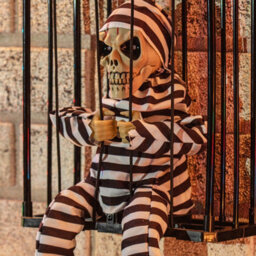 Global Gizmos Skeleton Prisoner Halloween Decoration / Moving, Light Up Glowing Eyes, Spooky Voice / Motion Sensor Activated - thumbnail 7
