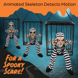 Global Gizmos Skeleton Prisoner Halloween Decoration / Moving, Light Up Glowing Eyes, Spooky Voice / Motion Sensor Activated - thumbnail 5