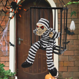 Global Gizmos Skeleton Prisoner Halloween Decoration / Moving, Light Up Glowing Eyes, Spooky Voice / Motion Sensor Activated - thumbnail 8
