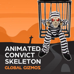Global Gizmos Skeleton Prisoner Halloween Decoration / Moving, Light Up Glowing Eyes, Spooky Voice / Motion Sensor Activated - thumbnail 9