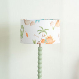 ValueLights Sage Green Bobbin Stem Table Lamp With Dino Drum Shade For Living Room Bedroom - thumbnail 3