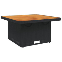 Walplus Garden Table Black 80X80X71 Cm Poly Rattan And Acacia Wood - thumbnail 2