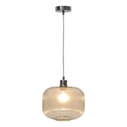 First Choice Lighting Clear Ribbed Glass Kitchen Dining Ceiling Light Pendant With Chrome - thumbnail 2