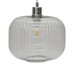 First Choice Lighting Clear Ribbed Glass Kitchen Dining Ceiling Light Pendant With Chrome - thumbnail 7
