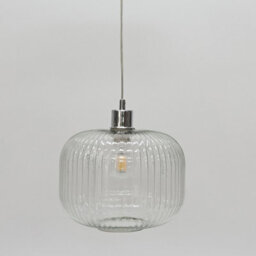 First Choice Lighting Clear Ribbed Glass Kitchen Dining Ceiling Light Pendant With Chrome - thumbnail 6