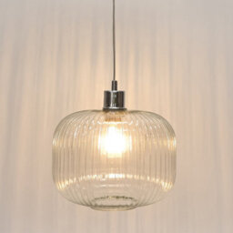 First Choice Lighting Clear Ribbed Glass Kitchen Dining Ceiling Light Pendant With Chrome - thumbnail 5