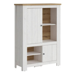 Wyld Haus Tipsyfern White Oak & Matt White 2-Door Display Cabinet With 4 Shelves And Led Lighting - thumbnail 2