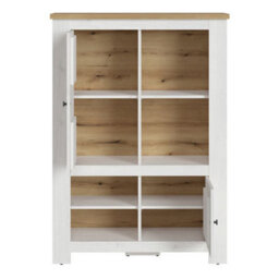Wyld Haus Tipsyfern White Oak & Matt White 2-Door Display Cabinet With 4 Shelves And Led Lighting - thumbnail 3
