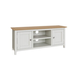 Fwstyle Taberno 2 Door White Linen & Oak Ready Assembled Tv Media Unit Stand (H) 44 (W) 110 (D) 35Cm - thumbnail 7