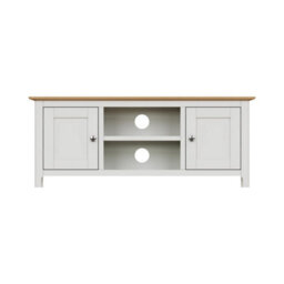 Fwstyle Taberno 2 Door White Linen & Oak Ready Assembled Tv Media Unit Stand (H) 44 (W) 110 (D) 35Cm - thumbnail 6