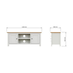 Fwstyle Taberno 2 Door White Linen & Oak Ready Assembled Tv Media Unit Stand (H) 44 (W) 110 (D) 35Cm - thumbnail 9