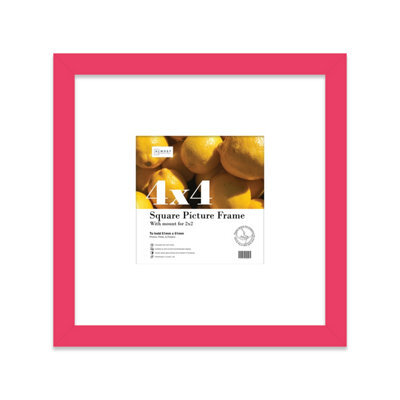 "4X4"" Bright Pink Picture Frame - 4X4"" Square Frame With 2X2"" Mount For 4X4""/2X2"" Pictures Art Deco Style Room Decor, 1 Pack" - image 1