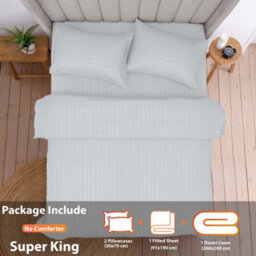 Aspire Homeware White Duvet Cover Complete Set, Reversible Modern Bedding Set, Super King (L)220Cm X (W)260Cm - thumbnail 2