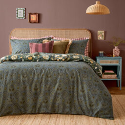 furn. Furn Ember Reversible Printed Duvet Cover Set, Midnight Green, Double - thumbnail 2