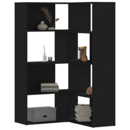 Berkfield Corner Bookcase 4-Tier Black 85X85X140 Cm Engineered Wood