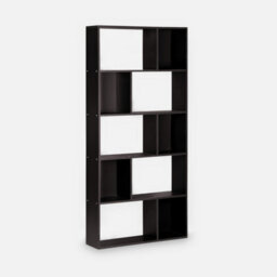 Sweeek. 5-Shelf Bookcase With 10 Compartments Pieter Black 83X23.4X173 Cm - thumbnail 2