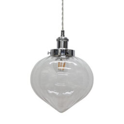 First Choice Lighting Layla - Clear Glass Easy Fit Pendant Shade With Chrome Detail - thumbnail 1