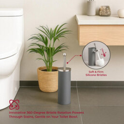 4 Piece Bathroom Accessories Set Grey Colour 3L Pedal Bin Toilet Brush Holder - thumbnail 6