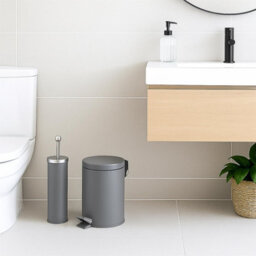 4 Piece Bathroom Accessories Set Grey Colour 3L Pedal Bin Toilet Brush Holder - thumbnail 5
