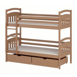 Arte Gabi Wooden Bunk Bed With Storage - Cinnamon - Foam Mattresses Included - thumbnail 1