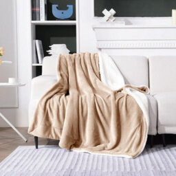 Ameha Camel Sherpa Fleece Throw King 200X240Cm Fluffy Smooth Touch & Reversible Soft Thick & Warm Feel Blanket - thumbnail 7