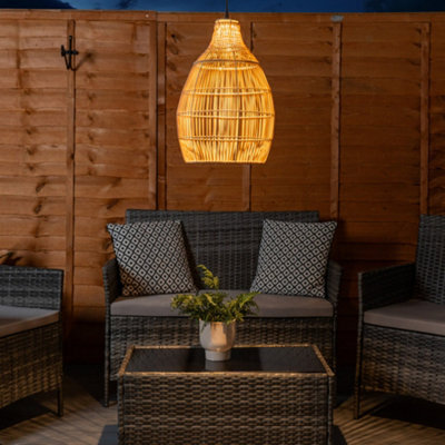 Valuelights Solar Powered Natural Teardrop Outdoor Hanging Pendant Garden Pergola Light - image 1