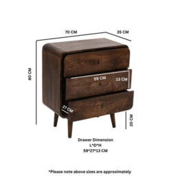 Dynasty Dark Mango Wood Chest Of 3 Drawers - thumbnail 6