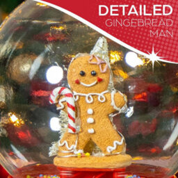 Christmas Snow Globe Gingerbread Man Musical Led Light Battery Operated Xmas - thumbnail 9