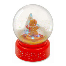 Christmas Snow Globe Gingerbread Man Musical Led Light Battery Operated Xmas - thumbnail 4