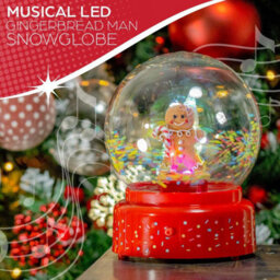 Christmas Snow Globe Gingerbread Man Musical Led Light Battery Operated Xmas - thumbnail 6