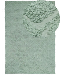 Beliani Green Cotton Area Rug 160 X 230 Cm - Geometric Hand-Tufted, Low Pile - thumbnail 3