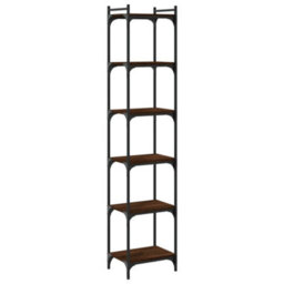 Berkfield Bookcase 6-Tier Brown Oak 40X30X188 Cm Engineered Wood - thumbnail 2