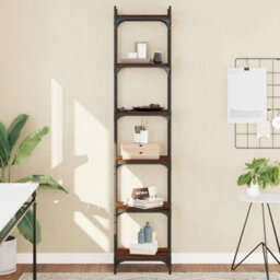 Berkfield Bookcase 6-Tier Brown Oak 40X30X188 Cm Engineered Wood